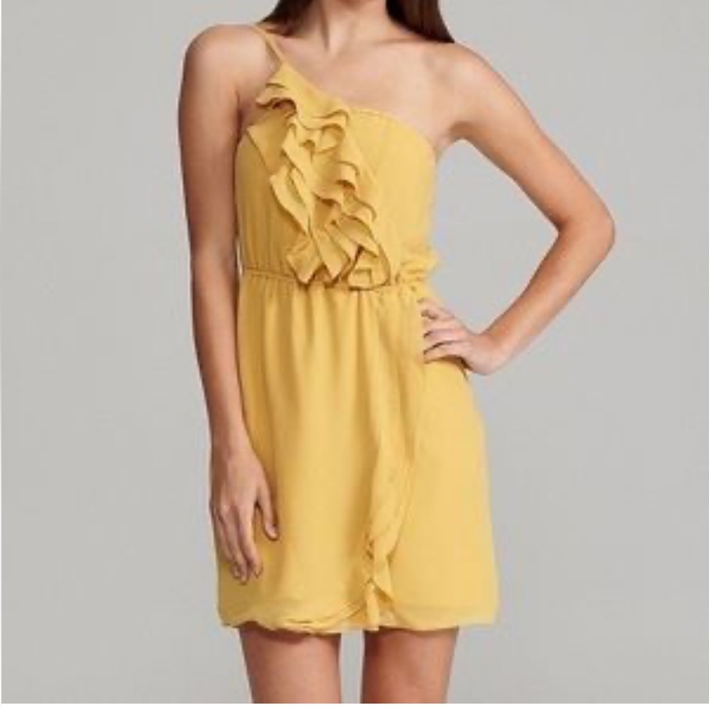 Vintage BCBGeneration Buttercream One Shoulder Ruffle Dress